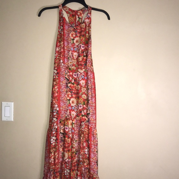 Black Coral Floral Sexy Back Maxi Dress - Picture 2 of 14